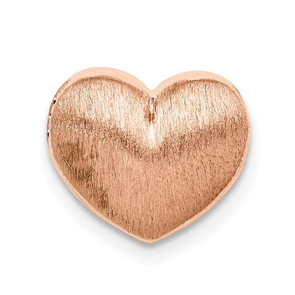 Sterling Silver Rose Gold-Plated Scratch Finish Heart Chain Slide