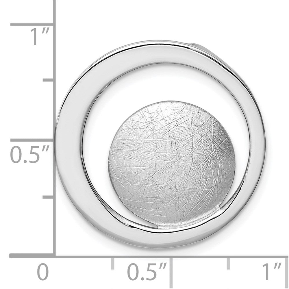 Sterling Silver Rhodium-Plated Polished And Brushed Circle Chain Slide