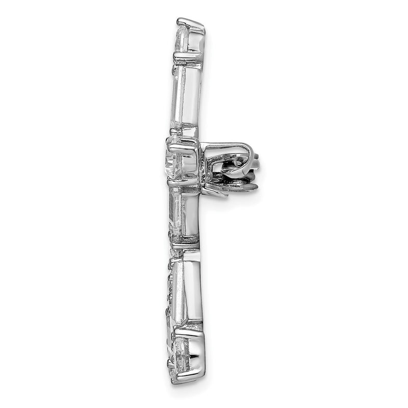 Sterling Silver Rhodium Plated Cz Star Pin Brooch