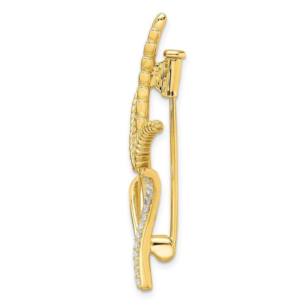 Sterling Silver Cz Gold-Tone Wheat Flower Pin