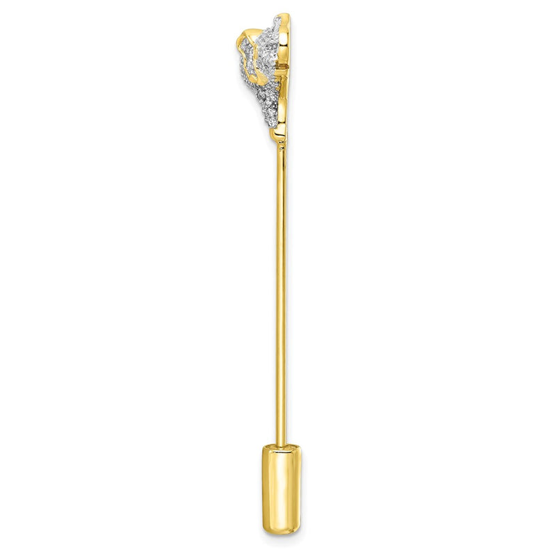 Sterling Silver Rhodium-Plated Gold Tone Cz Elephant Pin