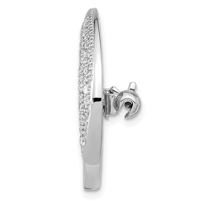 Sterling Silver Rhodium-Plated Polished Cz Circle Pin Brooch