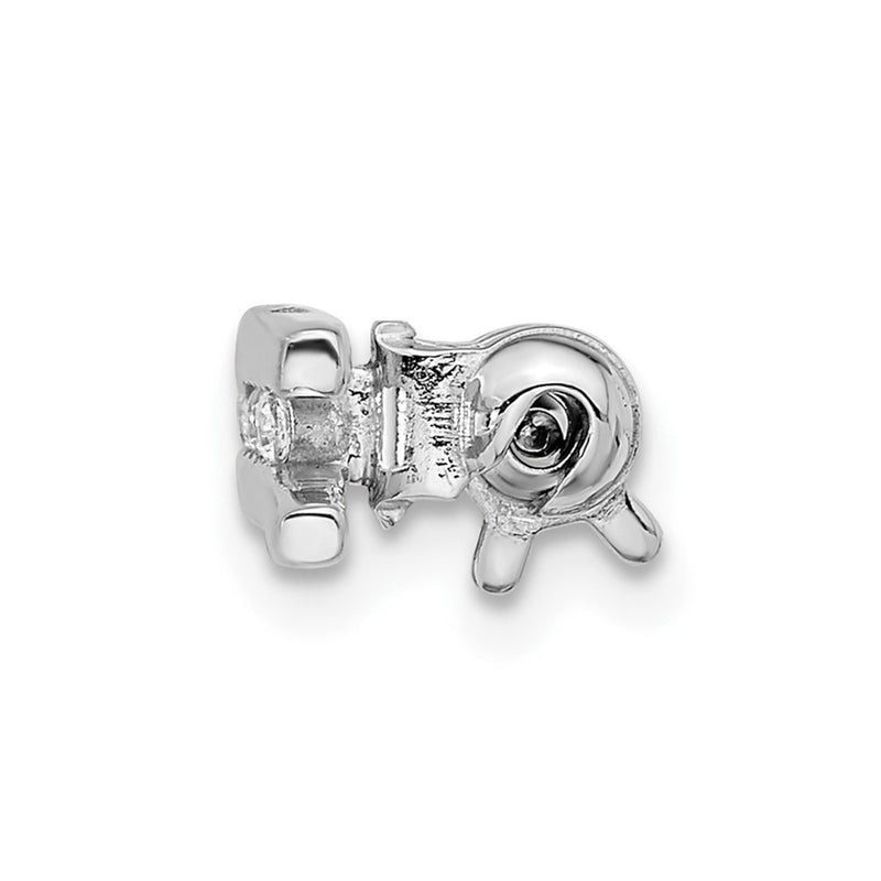 Sterling Silver Rhodium-Plated Brushed Cz Bar Pin Brooch