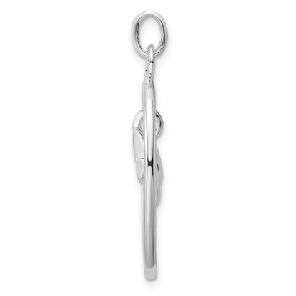 Sterling Silver Polished Oval Dangle Star Pendant