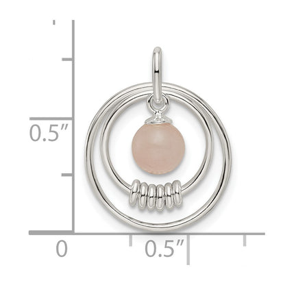 Sterling Silver Polished Pink Quartzite In Circles Pendant