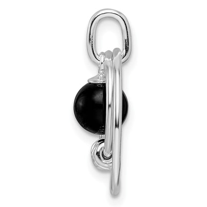 Sterling Silver Polished Onyx In Circles Pendant