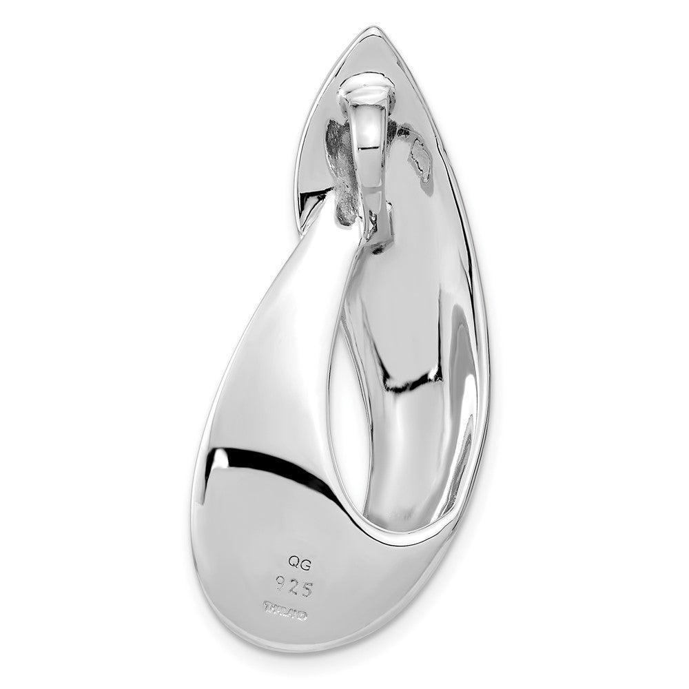 Sterling Silver Rh-Plated Brushed And Polished Fancy Slide