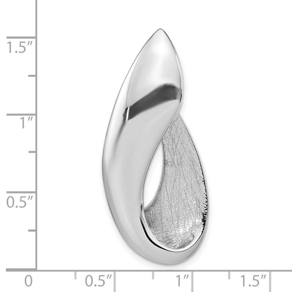 Sterling Silver Rh-Plated Brushed And Polished Fancy Slide