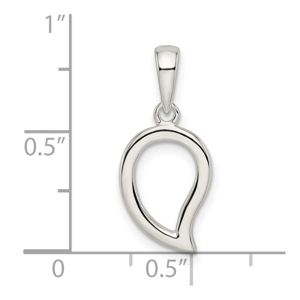 Sterling Silver Polished Open Center Leaf Pendant