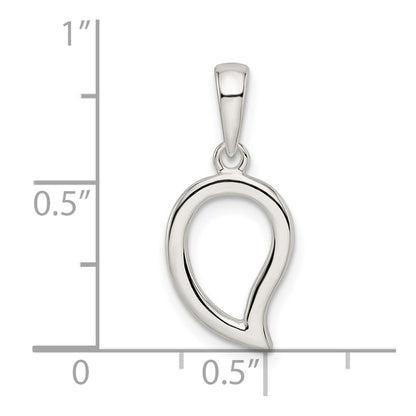 Sterling Silver Polished Open Center Leaf Pendant