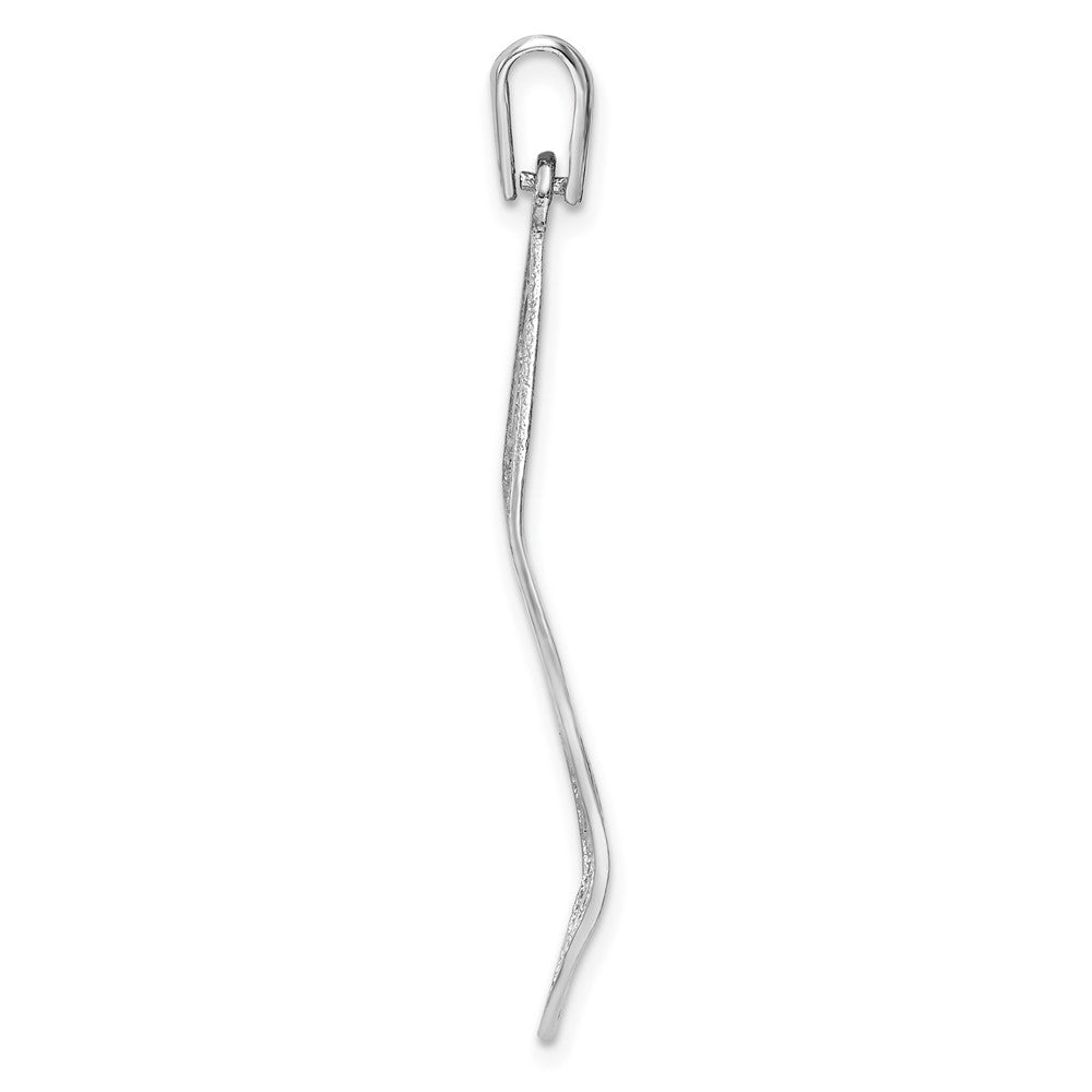 Sterling Silver Rhodium-Plated Polished & D/C Leaf Pendant
