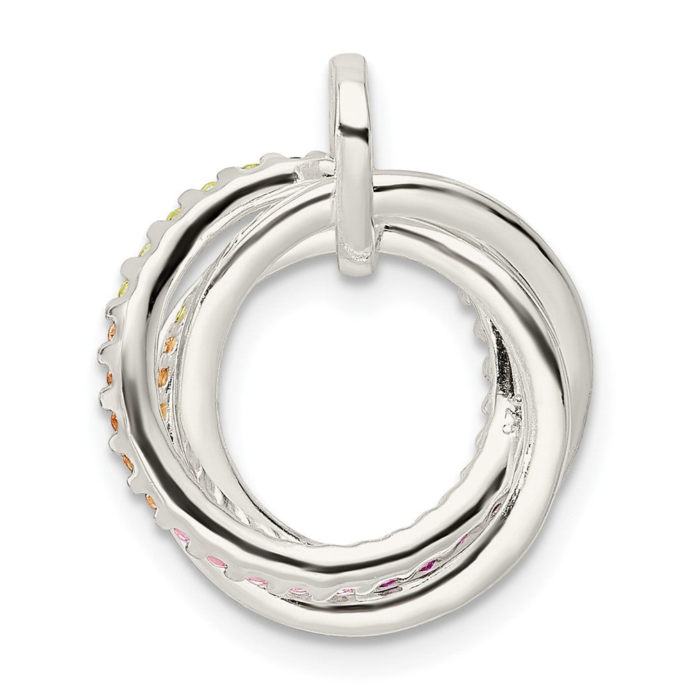 Sterling Silver Polished Rainbow Cz Intertwined Circles Pendant