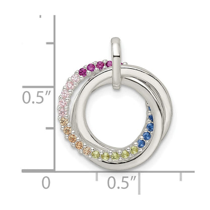 Sterling Silver Polished Rainbow Cz Intertwined Circles Pendant