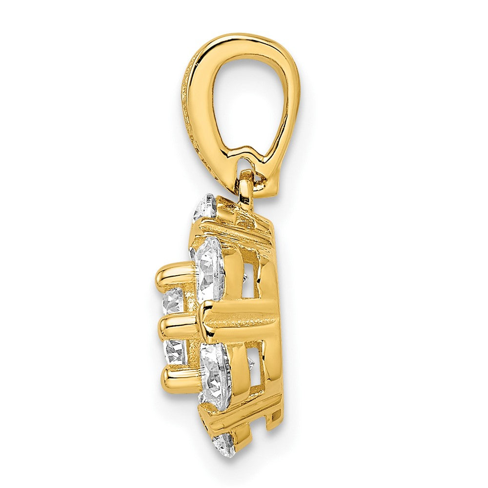 Sterling Silver Polished Gold-Tone Cz Flower Pendant