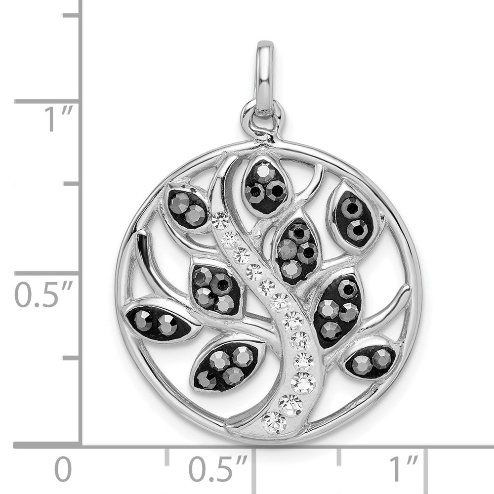 Sterling Silver Rhodium-Plated Preciosa Crystal Tree Of Life Pendant