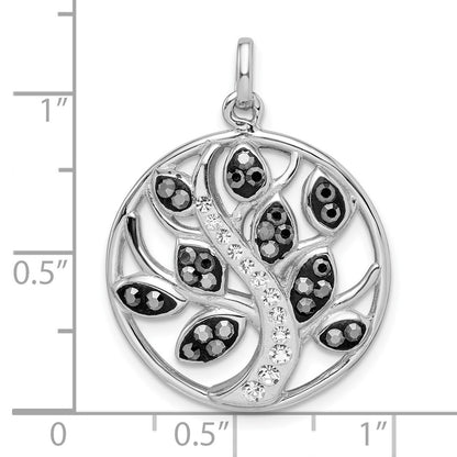 Sterling Silver Rhodium-Plated Preciosa Crystal Tree Of Life Pendant
