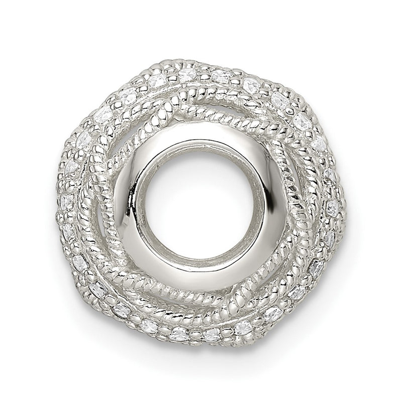 Sterling Silver Polished Cz Round Fancy Patterned Slide