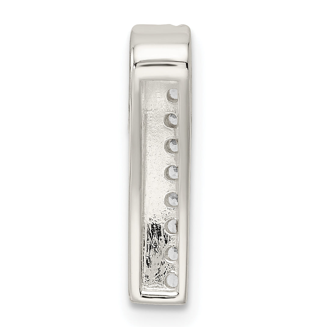 Sterling Silver Polished Cz Chain Slide