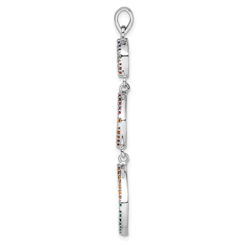 Sterling Silver Rhodium-Plated Multi-Color Nano Crystal Pendant