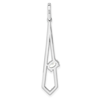 Sterling Silver Rhodium-Plated Polished Fancy Cz Pendant