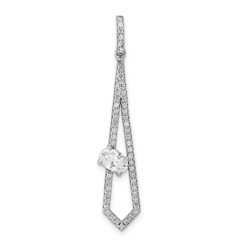Sterling Silver Rhodium-Plated Polished Fancy Cz Pendant