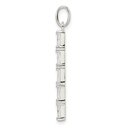Sterling Silver Polished Cz Bar Pendant