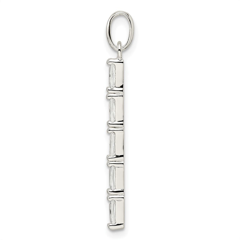 Sterling Silver Polished Cz Bar Pendant