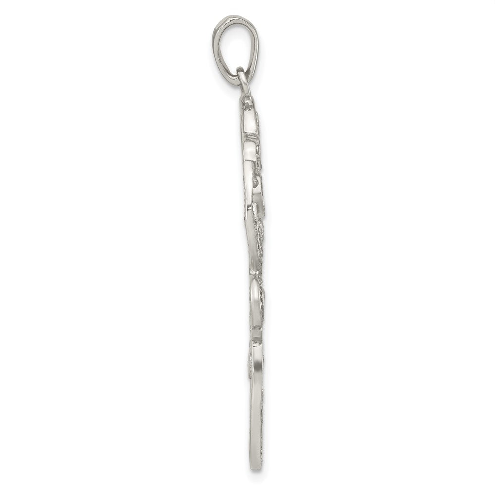 Sterling Silver Polished Cz Floral Pendant