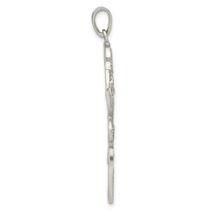 Sterling Silver Polished Cz Floral Pendant