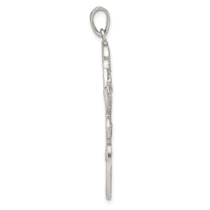 Sterling Silver Polished Cz Floral Pendant