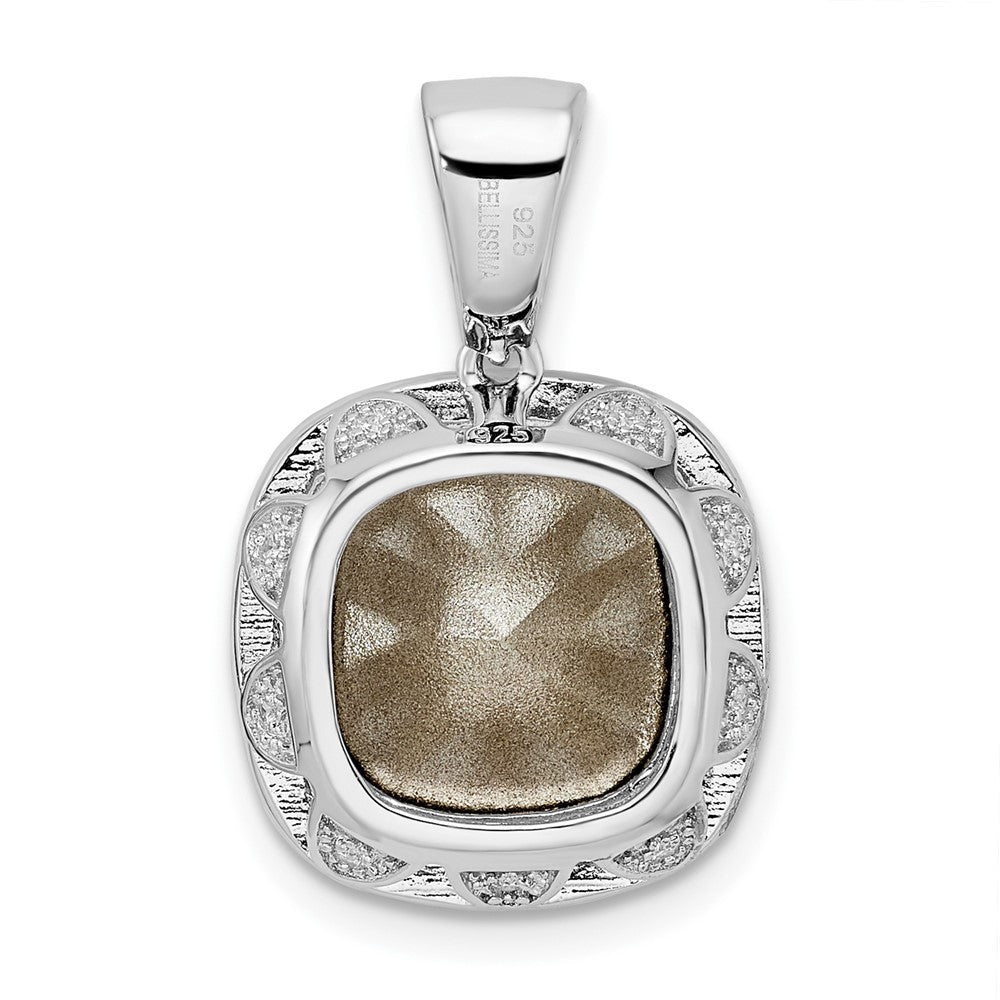 Sterling Silver Rhodium-Plated Cz & Blue Crystal Pendant