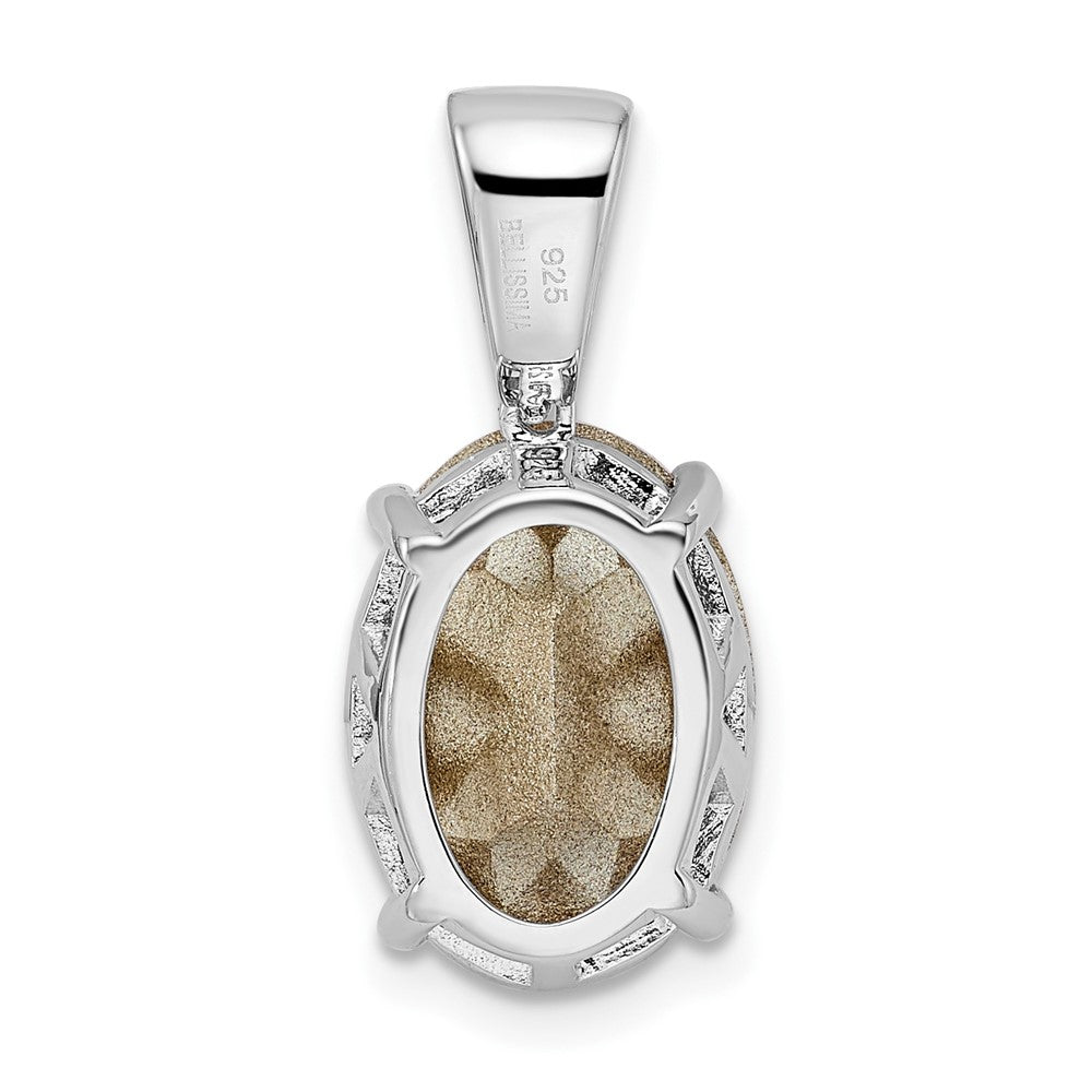 Sterling Silver Rhodium-Plated Polished Cz & Pink Swarovski Crystal Pendant