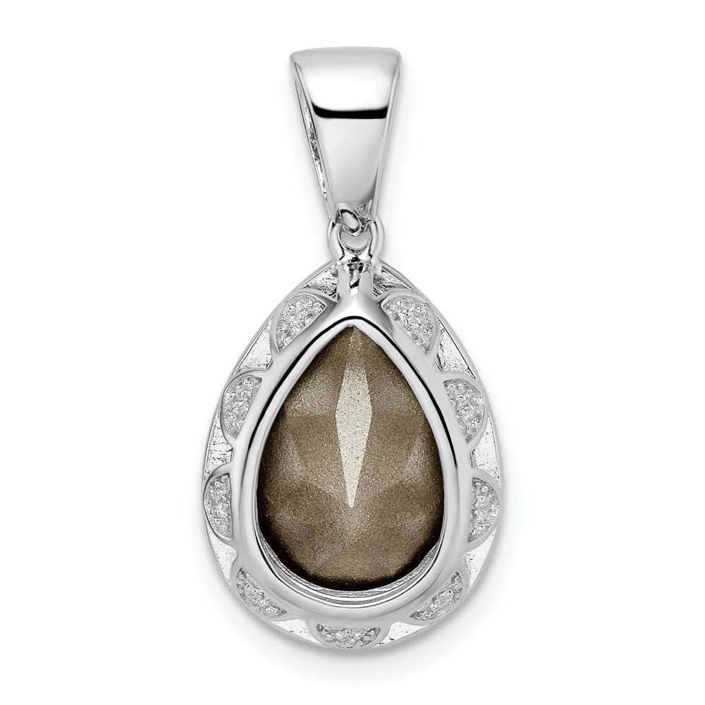 Sterling Silver Rhodium-Plated Cz & Black Swarovski Crystal Pendant