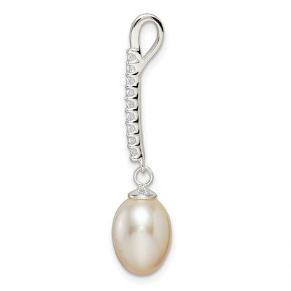 Sterling Silver Polished Cz Glass Bead Pendant
