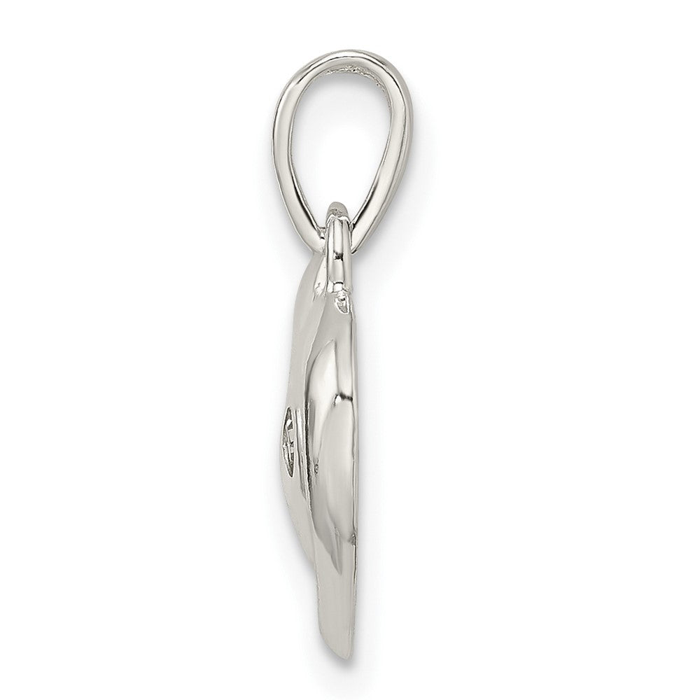 Sterling Silver Polished Crystal Heart Pendant