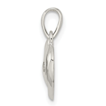 Sterling Silver Polished Crystal Heart Pendant