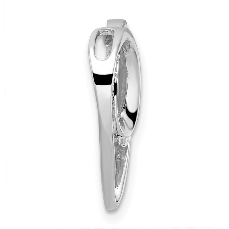 Sterling Silver Rhodium-Plated Cz Fancy Heart Slide
