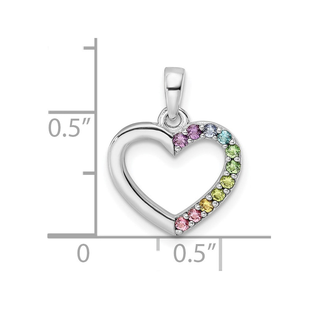 Sterling Silver Rhodium-Plated Nano Crystal Heart Pendant