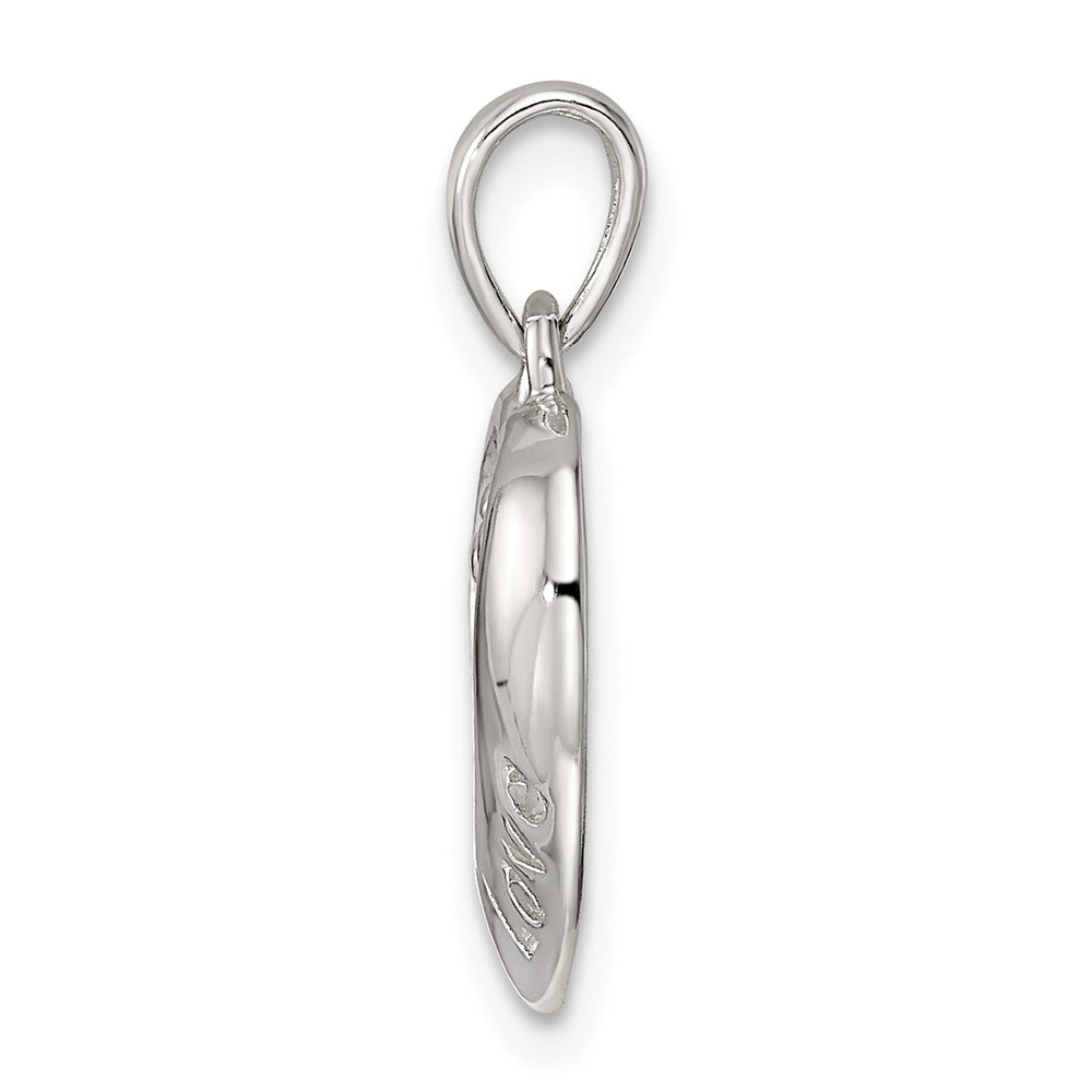 Sterling Silver Love Heart W/Flower Pendant