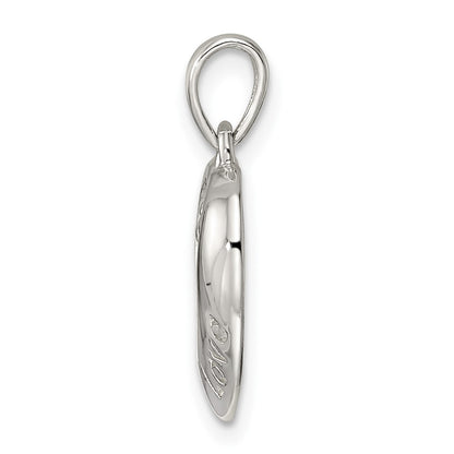 Sterling Silver Love Heart W/Flower Pendant