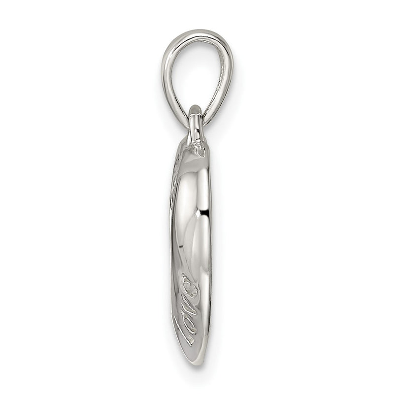 Sterling Silver Love Heart W/Flower Pendant