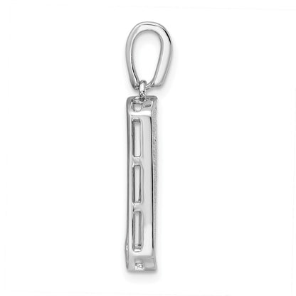 Sterling Silver Rhodium-Plated Polished Cz Pendant