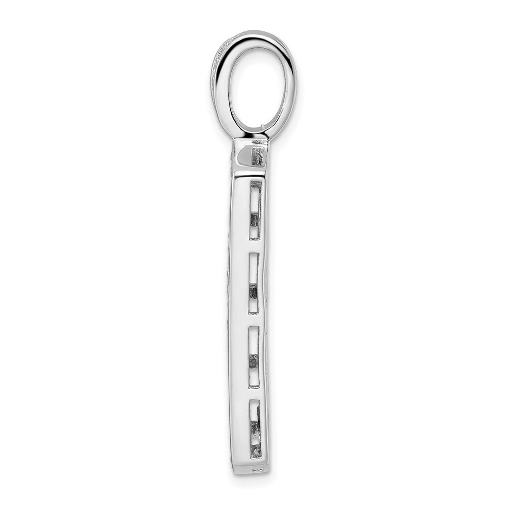 Sterling Silver Rhodium-Plated Polished Cz Pendant