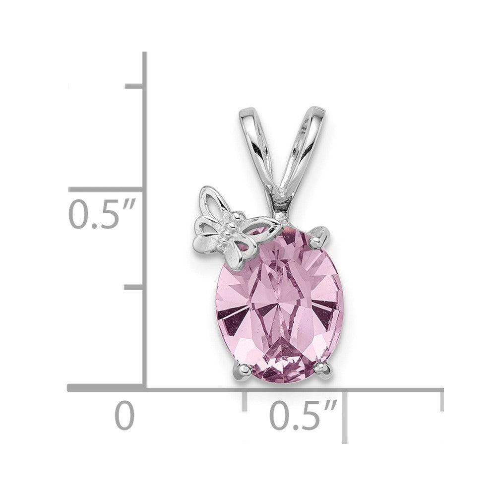 Sterling Silver Rh-Plate Light Pink Swarovski Crystal W/ Butterfly Pendant