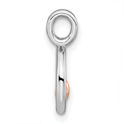Ss/Rose Plated Sterling Silver Rh-Plated & Rose Gold-Plated Polished Circle W/Heart Pendan
