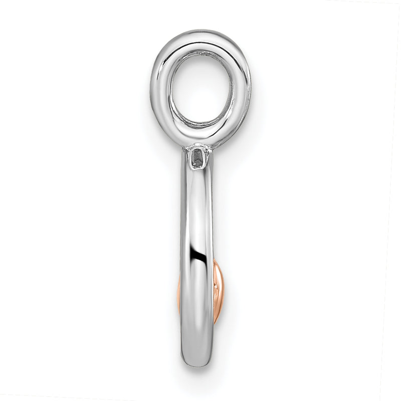 Ss/Rose Plated Sterling Silver Rh-Plated & Rose Gold-Plated Polished Circle W/Heart Pendan