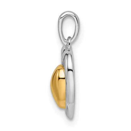 Ss/Gold Plated Sterling Silver Rh-Plated & Gold-Plated Heart Pendant