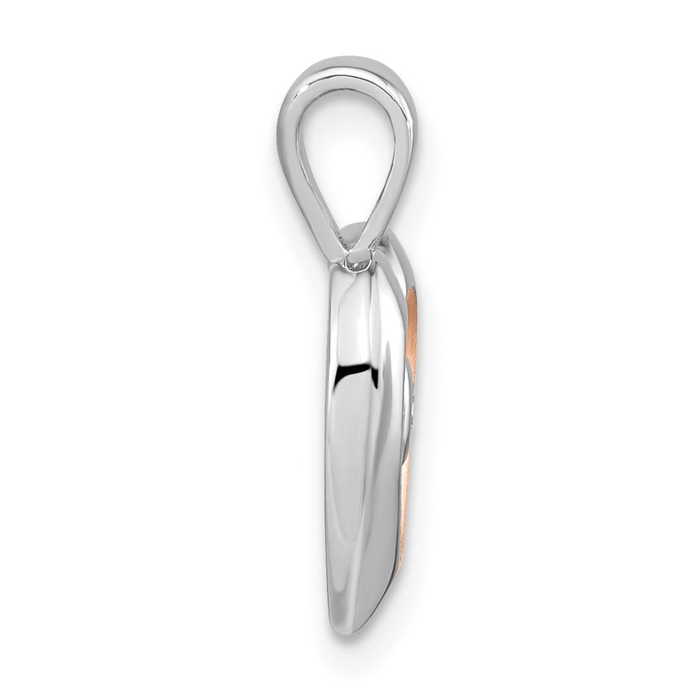 Ss/Rose Plated Sterling Silver Rh-Plated & Rose Gold-Plated Diamond Heart Pendant