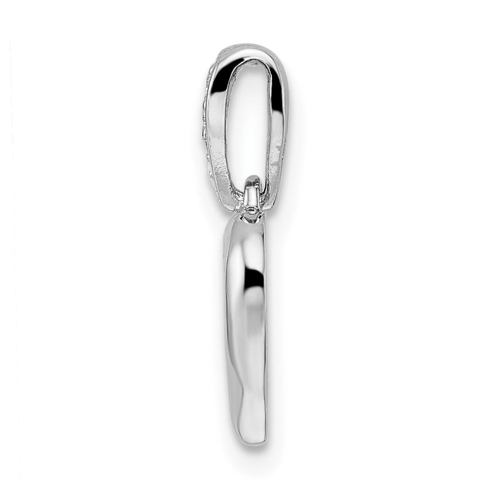 Sterling Silver Rh Cz Heart Dangle Pendant