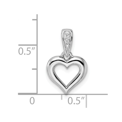 Sterling Silver Rh Cz Heart Dangle Pendant